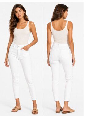 Everlane White High Rise Skinny Jeans Cropped Stretch Denim 27